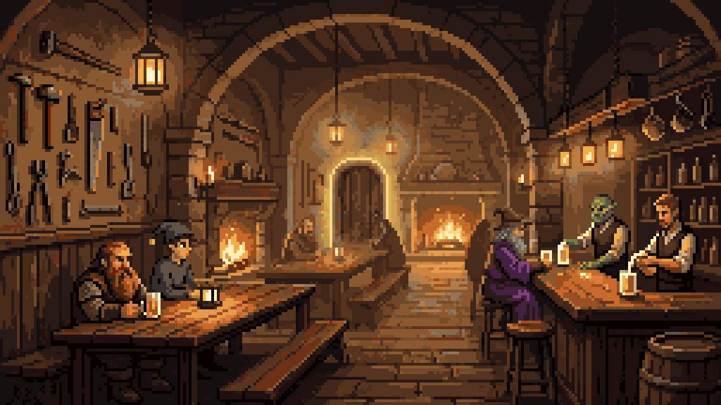 Dimly lit tavern
